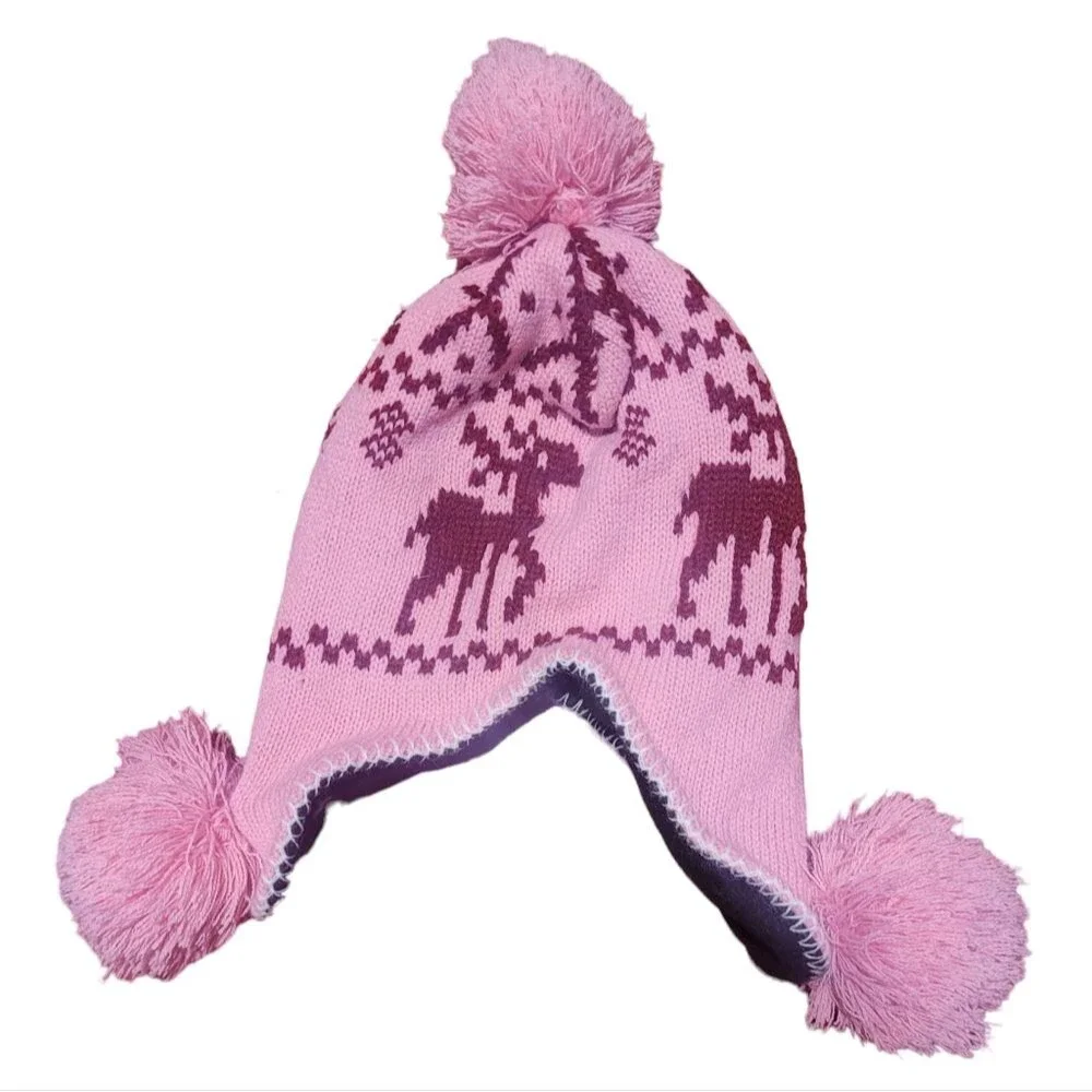 Simplicity Women's Pink Nnit Beanie with PomPoms